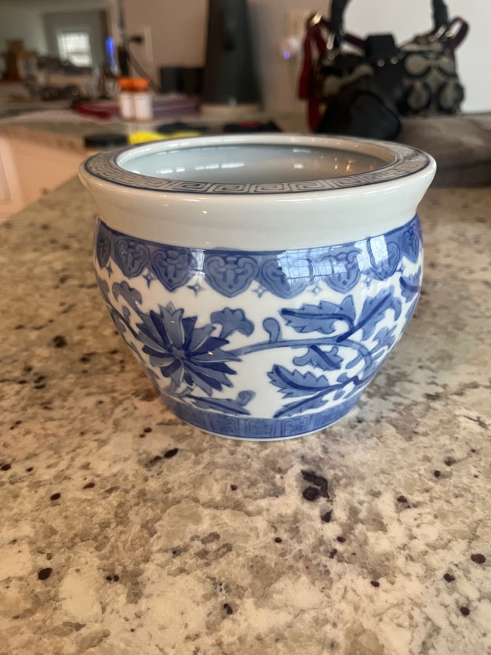 Vintage Chinese Blue and White Floral Porcelain Planter